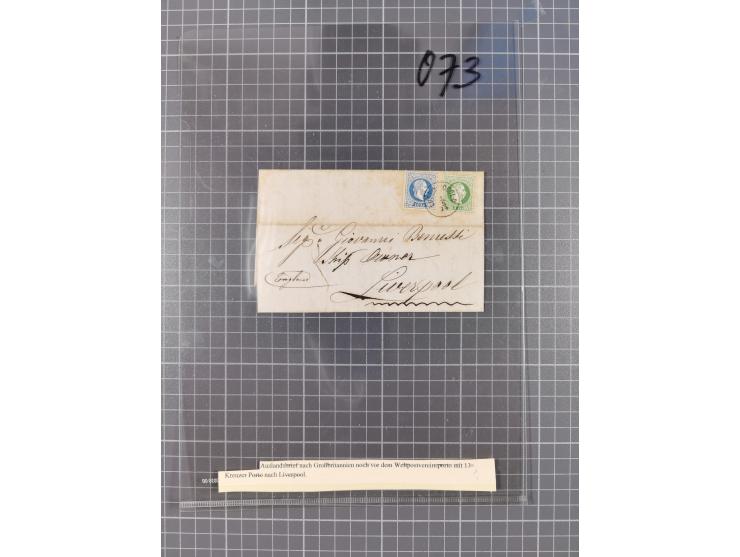 1867, Kaiser Franz Josef Ausgabe Briefsammlung mit 63 Briefen und Karten, bessere Stempel und Entwertungen, dabei 3-Farbfrank