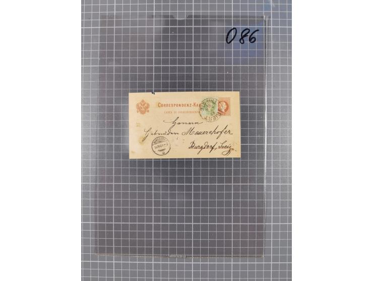 1867, Kaiser Franz Josef Ausgabe Briefsammlung mit 63 Briefen und Karten, bessere Stempel und Entwertungen, dabei 3-Farbfrank