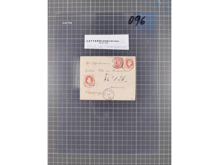 1867, Kaiser Franz Josef Ausgabe Briefsammlung mit 63 Briefen und Karten, bessere Stempel und Entwertungen, dabei 3-Farbfrank