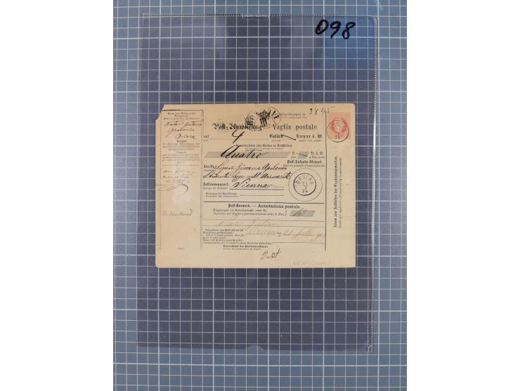 1867, Kaiser Franz Josef Ausgabe Briefsammlung mit 63 Briefen und Karten, bessere Stempel und Entwertungen, dabei 3-Farbfrank