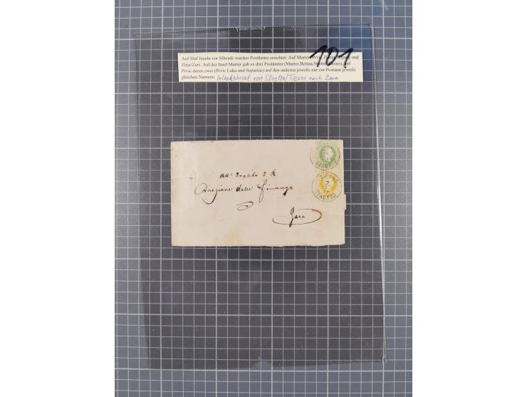 1867, Kaiser Franz Josef Ausgabe Briefsammlung mit 63 Briefen und Karten, bessere Stempel und Entwertungen, dabei 3-Farbfrank