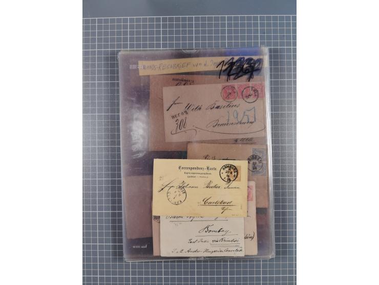 1883, Doppeladler-Ausgabe Briefsammlung mit 43 Briefen und Karten, viele bessere Frankaturen, Auslandsbriefe, Einschreiben, M
