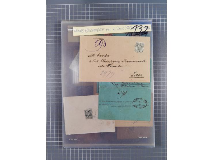 1883, Doppeladler-Ausgabe Briefsammlung mit 43 Briefen und Karten, viele bessere Frankaturen, Auslandsbriefe, Einschreiben, M