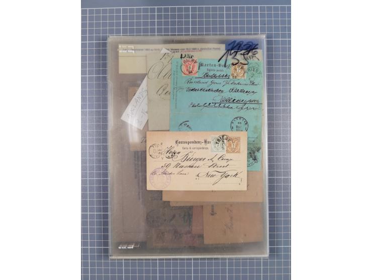 1883, Doppeladler-Ausgabe Briefsammlung mit 43 Briefen und Karten, viele bessere Frankaturen, Auslandsbriefe, Einschreiben, M