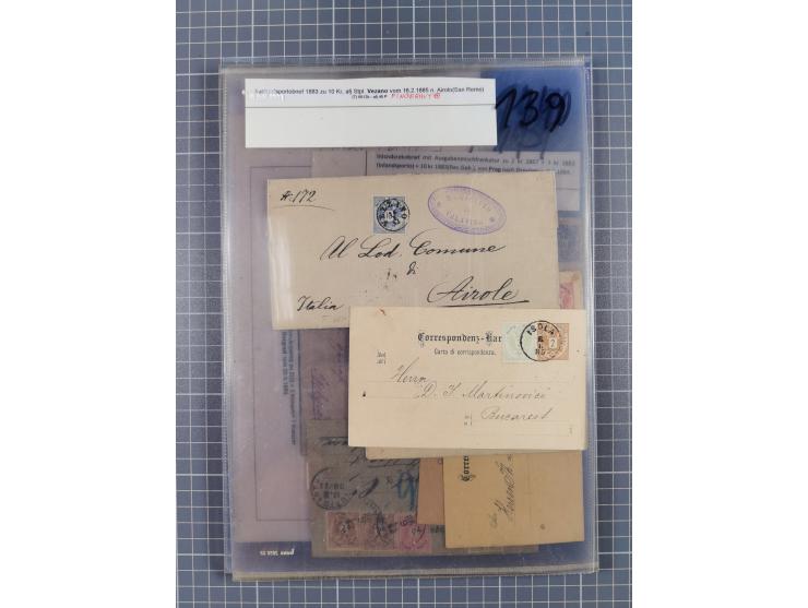 1883, Doppeladler-Ausgabe Briefsammlung mit 43 Briefen und Karten, viele bessere Frankaturen, Auslandsbriefe, Einschreiben, M