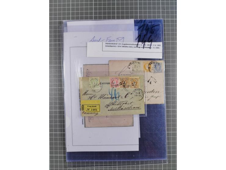 1883, Doppeladler-Ausgabe Briefsammlung mit 43 Briefen und Karten, viele bessere Frankaturen, Auslandsbriefe, Einschreiben, M