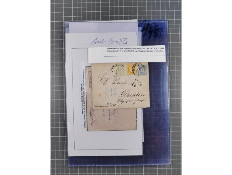 1883, Doppeladler-Ausgabe Briefsammlung mit 43 Briefen und Karten, viele bessere Frankaturen, Auslandsbriefe, Einschreiben, M