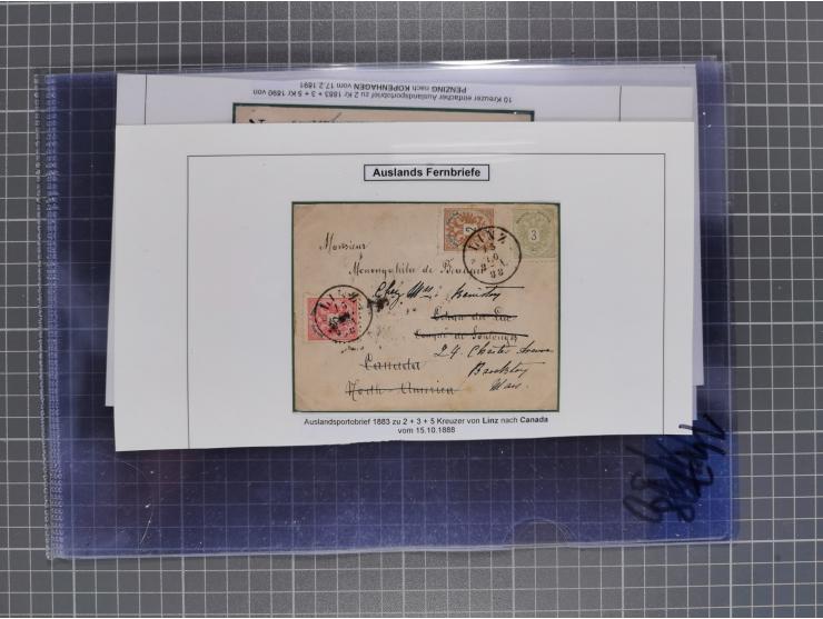 1883, Doppeladler-Ausgabe Briefsammlung mit 43 Briefen und Karten, viele bessere Frankaturen, Auslandsbriefe, Einschreiben, M