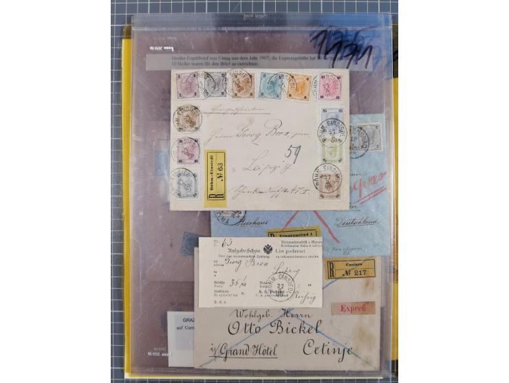 1890/1901, Kronenwährung-Ausgabe Briefsammlung mit 29 Briefen und Karten, viele bessere Frankaturen, Mehrfach- und Mischfrank