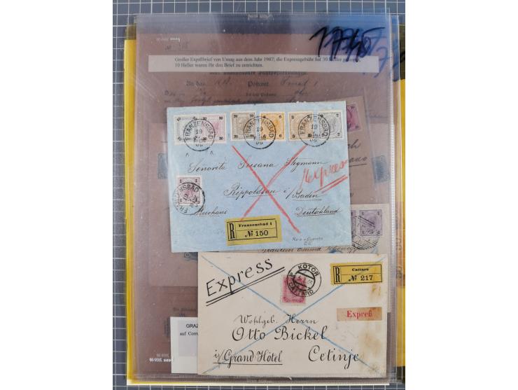 1890/1901, Kronenwährung-Ausgabe Briefsammlung mit 29 Briefen und Karten, viele bessere Frankaturen, Mehrfach- und Mischfrank