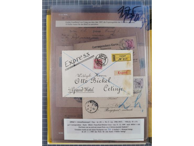 1890/1901, Kronenwährung-Ausgabe Briefsammlung mit 29 Briefen und Karten, viele bessere Frankaturen, Mehrfach- und Mischfrank