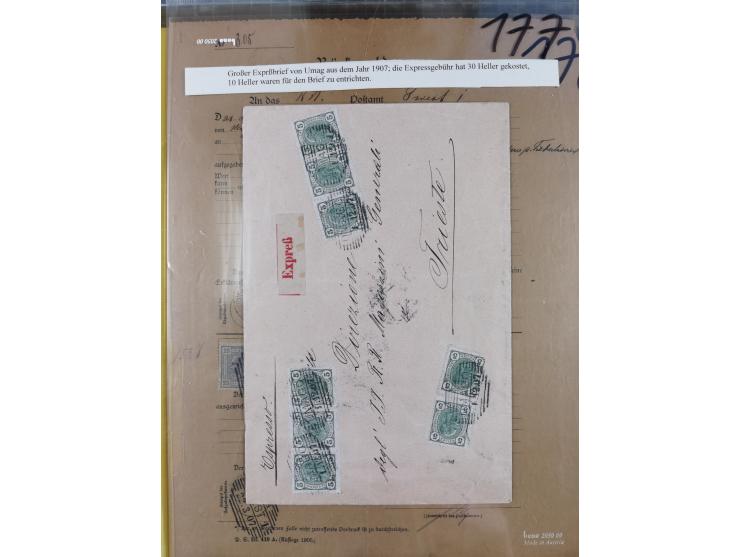 1890/1901, Kronenwährung-Ausgabe Briefsammlung mit 29 Briefen und Karten, viele bessere Frankaturen, Mehrfach- und Mischfrank