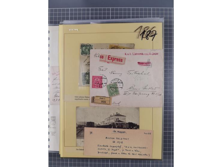 1833/1915 (ca.), postfrische/ungebrauchte und gestempelte Sammlung mit 47 Briefen und Karten, Schwerpunkt Feldpost und später