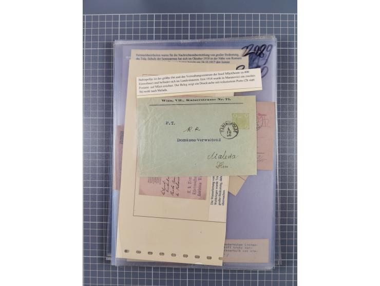 1833/1915 (ca.), postfrische/ungebrauchte und gestempelte Sammlung mit 47 Briefen und Karten, Schwerpunkt Feldpost und später