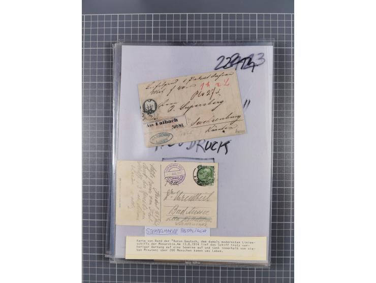 1833/1915 (ca.), postfrische/ungebrauchte und gestempelte Sammlung mit 47 Briefen und Karten, Schwerpunkt Feldpost und später