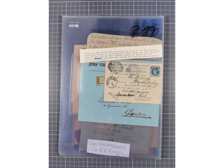 1833/1915 (ca.), postfrische/ungebrauchte und gestempelte Sammlung mit 47 Briefen und Karten, Schwerpunkt Feldpost und später