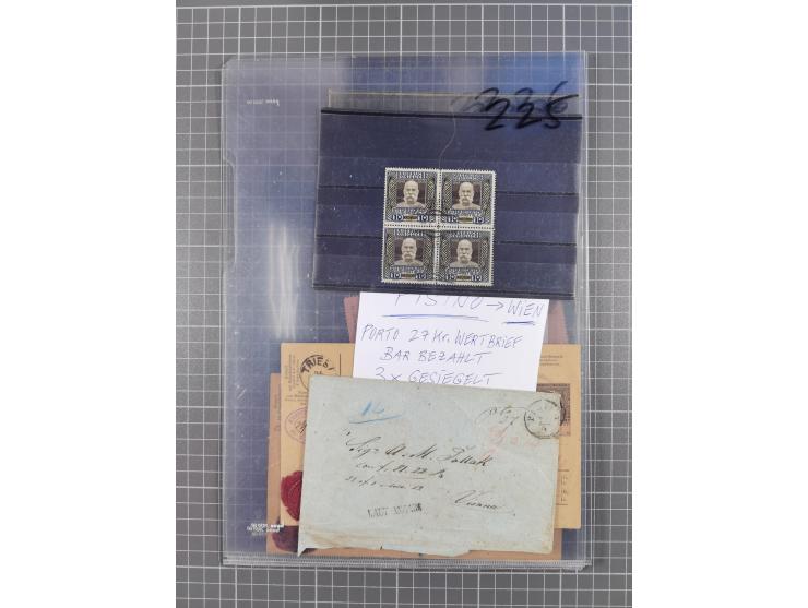 1833/1915 (ca.), postfrische/ungebrauchte und gestempelte Sammlung mit 47 Briefen und Karten, Schwerpunkt Feldpost und später