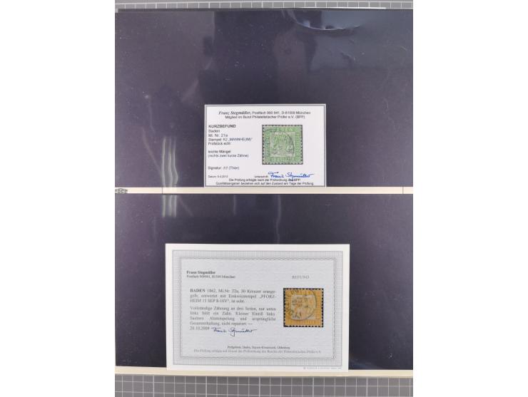Baden bis Württemberg, interessante, meist ungebrauchte und gestempelte Sammlung inkl. einigen Doubletten mit einigen Briefen