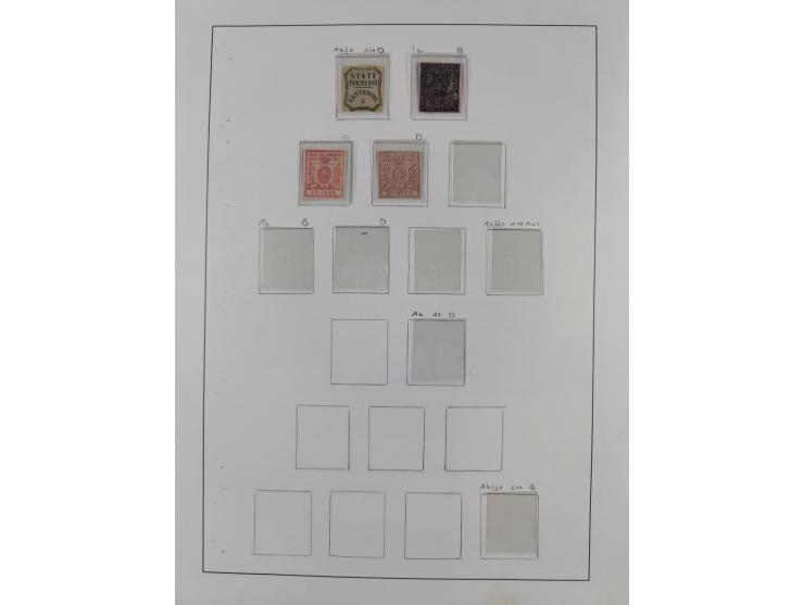 1852/60, Collection on eight album pages with good parts Papal States, Modena and Sicilia, only few reprints, mostly fine. Si