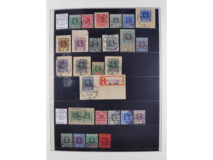 1915/16, ´TOGO / ANGLO-FRENCH / OCCUPATION´ Collection of cancellations on Gold Coast KGV overprinted issue up to 20 sh., inc