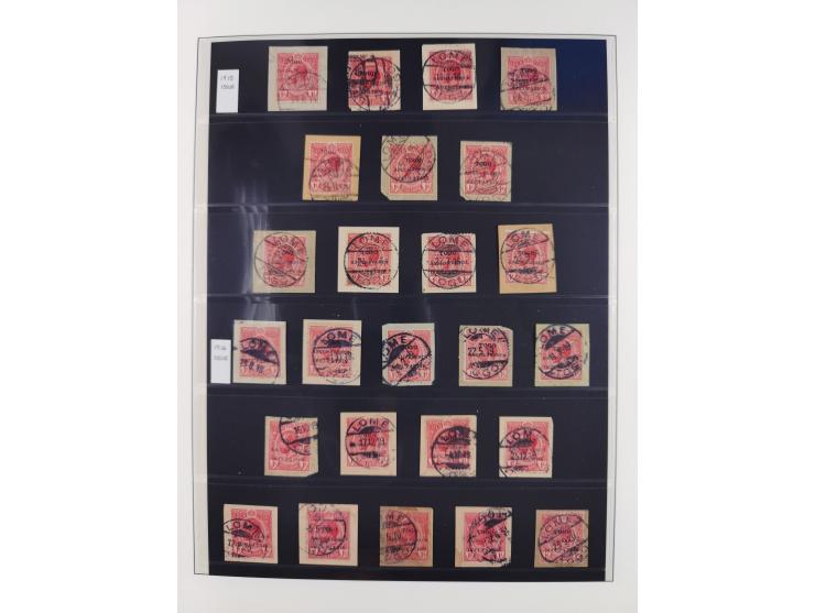 1915/16, ´TOGO / ANGLO-FRENCH / OCCUPATION´ Collection of cancellations on Gold Coast KGV overprinted issue up to 20 sh., inc