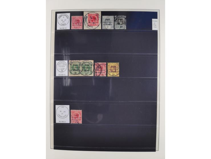 1915/16, ´TOGO / ANGLO-FRENCH / OCCUPATION´ Collection of cancellations on Gold Coast KGV overprinted issue up to 20 sh., inc