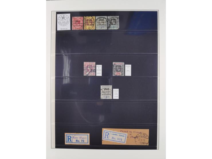 1915/16, ´TOGO / ANGLO-FRENCH / OCCUPATION´ Collection of cancellations on Gold Coast KGV overprinted issue up to 20 sh., inc