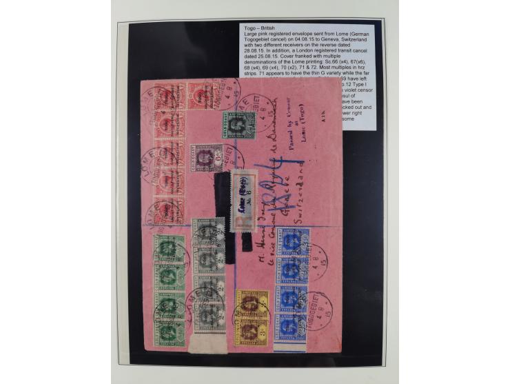 1915/16, ´TOGO / ANGLO-FRENCH / OCCUPATION´ Collection of 7 covers and postal stationerys with good cancellations on Gold Coa