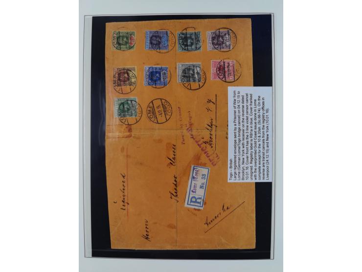 1915/16, ´TOGO / ANGLO-FRENCH / OCCUPATION´ Collection of 7 covers and postal stationerys with good cancellations on Gold Coa