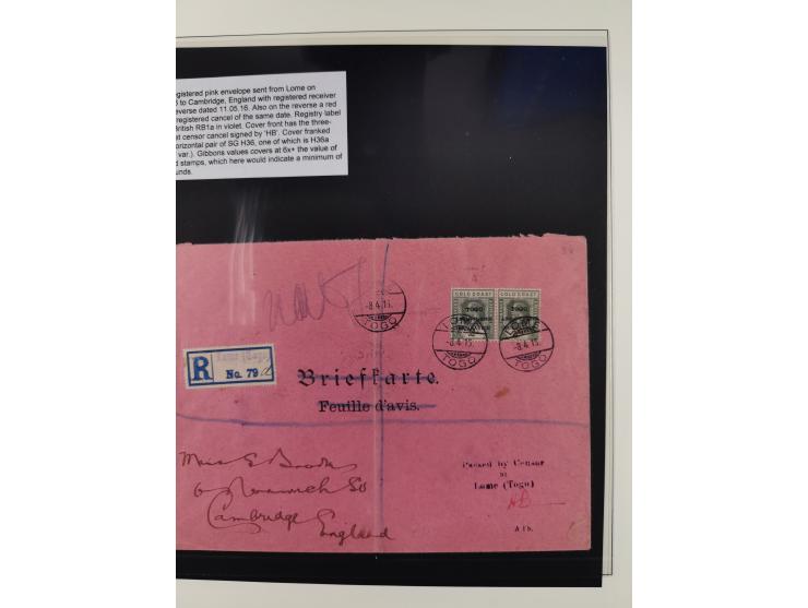 1915/16, ´TOGO / ANGLO-FRENCH / OCCUPATION´ Collection of 7 covers and postal stationerys with good cancellations on Gold Coa