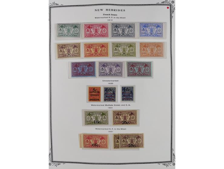 1908/79, Collection on Scott album leaves, starting no.1-5, many complete sets including Yv.100-123, later issues including p