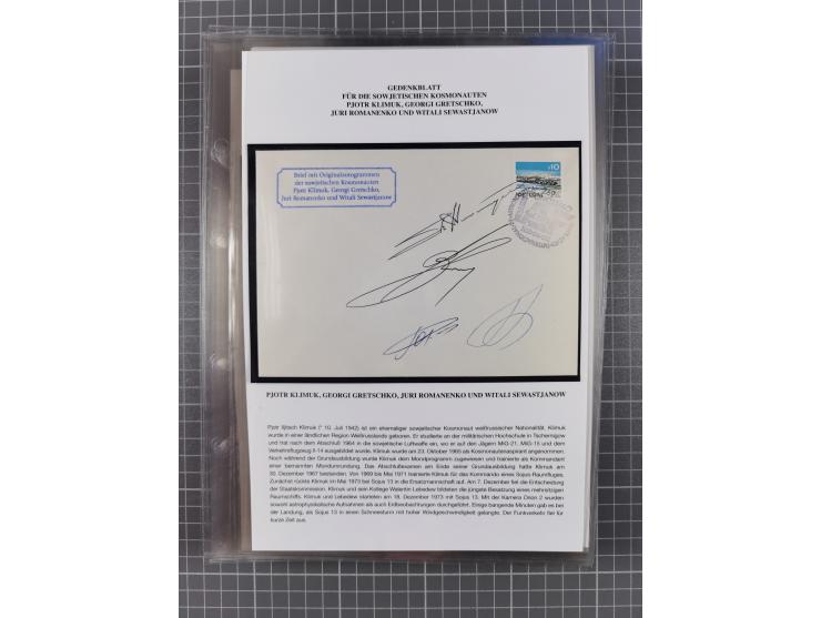 1927/92, AUTOGRAPHEN: Sammlung mit über 70 thematischen Briefen/Karten und Blocks mit insgesamt ca. 130 Unterschriften von Ko