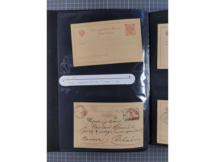 1879/1918, Ganzsachensammlung im Album mit Antwortkarten und Kartenbriefen, insgesamt über 60 Stück. Doppelzensurkarte nach K