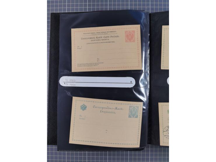 1879/1918, Ganzsachensammlung im Album mit Antwortkarten und Kartenbriefen, insgesamt über 60 Stück. Doppelzensurkarte nach K