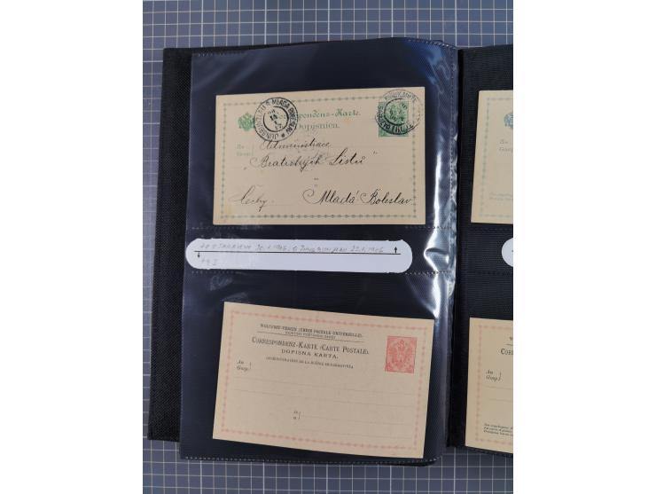 1879/1918, Ganzsachensammlung im Album mit Antwortkarten und Kartenbriefen, insgesamt über 60 Stück. Doppelzensurkarte nach K