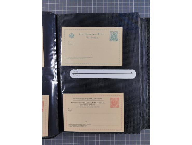 1879/1918, Ganzsachensammlung im Album mit Antwortkarten und Kartenbriefen, insgesamt über 60 Stück. Doppelzensurkarte nach K