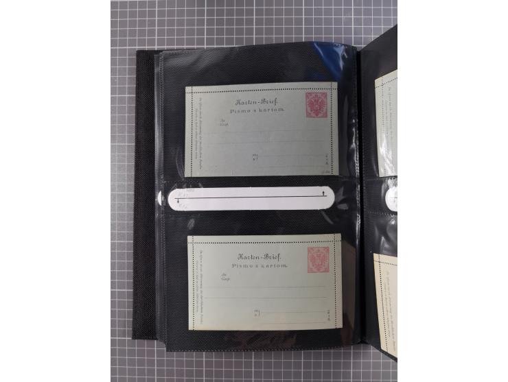 1879/1918, Ganzsachensammlung im Album mit Antwortkarten und Kartenbriefen, insgesamt über 60 Stück. Doppelzensurkarte nach K