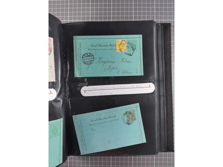 1879/1918, Ganzsachensammlung im Album mit Antwortkarten und Kartenbriefen, insgesamt über 60 Stück. Doppelzensurkarte nach K