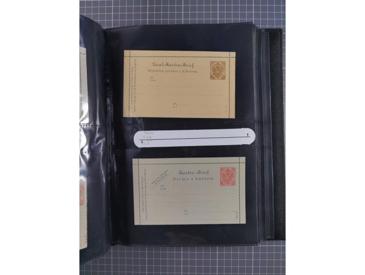 1879/1918, Ganzsachensammlung im Album mit Antwortkarten und Kartenbriefen, insgesamt über 60 Stück. Doppelzensurkarte nach K