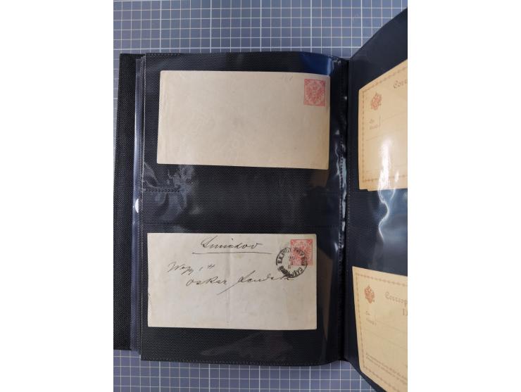 1879/1918, Ganzsachensammlung im Album mit Antwortkarten und Kartenbriefen, insgesamt über 60 Stück. Doppelzensurkarte nach K