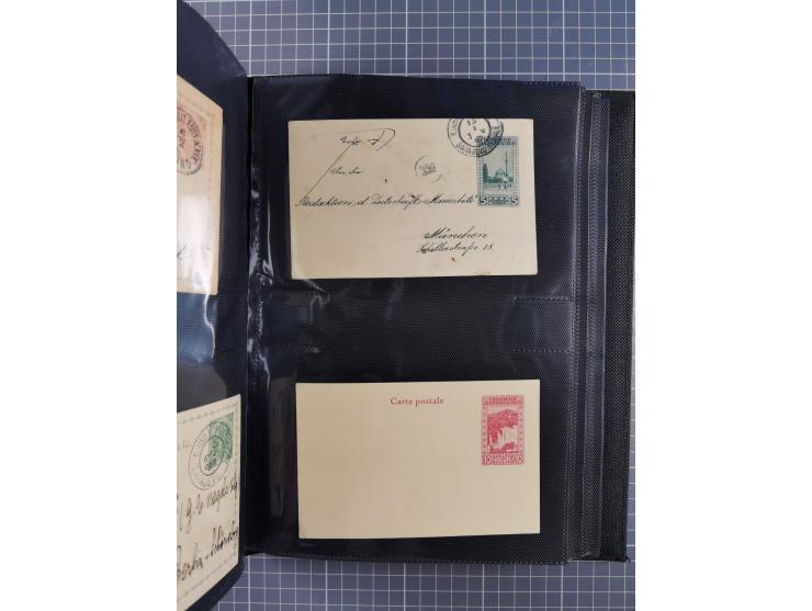 1879/1918, Ganzsachensammlung im Album mit Antwortkarten und Kartenbriefen, insgesamt über 60 Stück. Doppelzensurkarte nach K