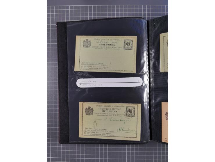 1888/1915, Ganzsachensammlung im Album in beiden Erhaltungen, meist verschiedene mit Antwortkarten, Streifbändern, Umschlägen