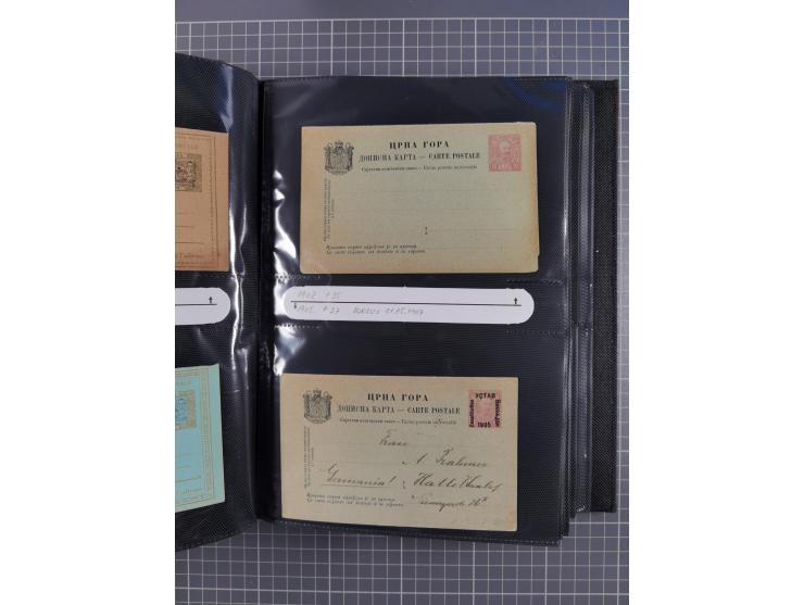 1888/1915, Ganzsachensammlung im Album in beiden Erhaltungen, meist verschiedene mit Antwortkarten, Streifbändern, Umschlägen