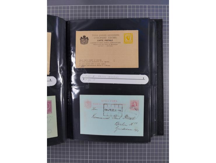 1888/1915, Ganzsachensammlung im Album in beiden Erhaltungen, meist verschiedene mit Antwortkarten, Streifbändern, Umschlägen