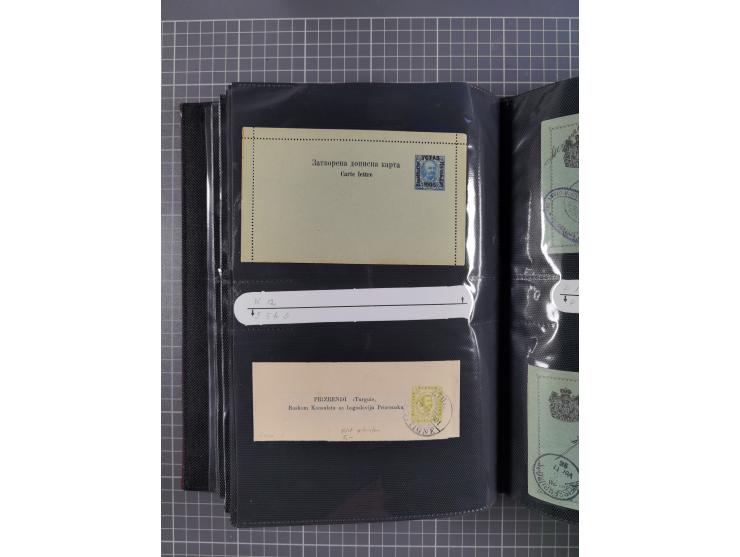 1888/1915, Ganzsachensammlung im Album in beiden Erhaltungen, meist verschiedene mit Antwortkarten, Streifbändern, Umschlägen