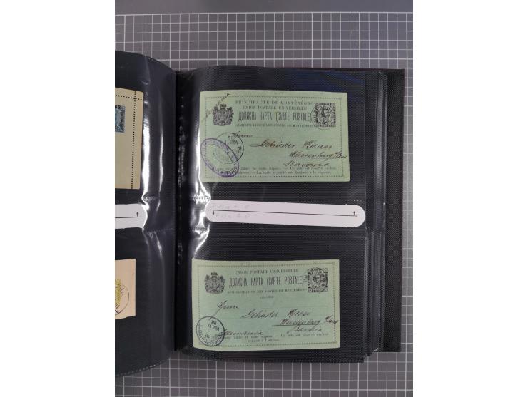 1888/1915, Ganzsachensammlung im Album in beiden Erhaltungen, meist verschiedene mit Antwortkarten, Streifbändern, Umschlägen