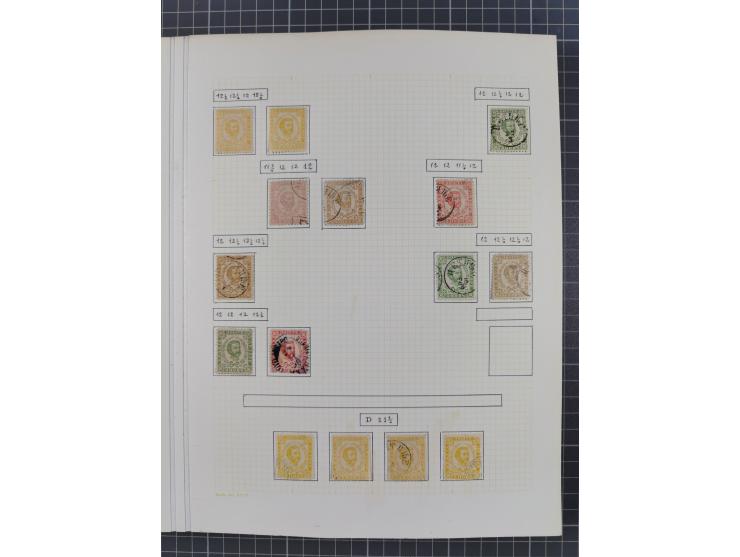 1874/1910, Sammlung auf selbstgestalteten Blättern mit sehr spezialisiertem Teil Erstausgaben 1-7 nach Auflagen und Zähnungen