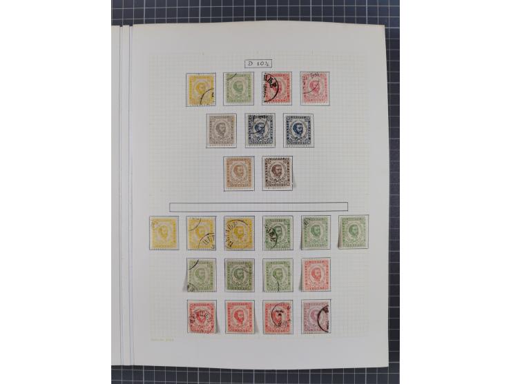 1874/1910, Sammlung auf selbstgestalteten Blättern mit sehr spezialisiertem Teil Erstausgaben 1-7 nach Auflagen und Zähnungen