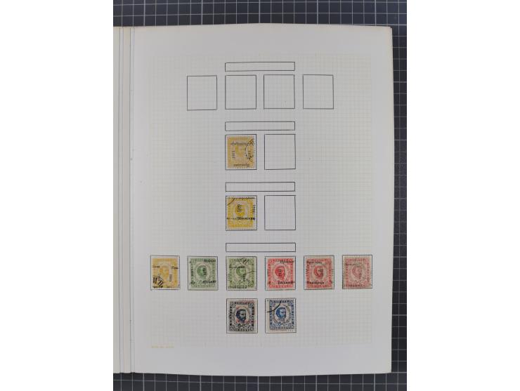 1874/1910, Sammlung auf selbstgestalteten Blättern mit sehr spezialisiertem Teil Erstausgaben 1-7 nach Auflagen und Zähnungen