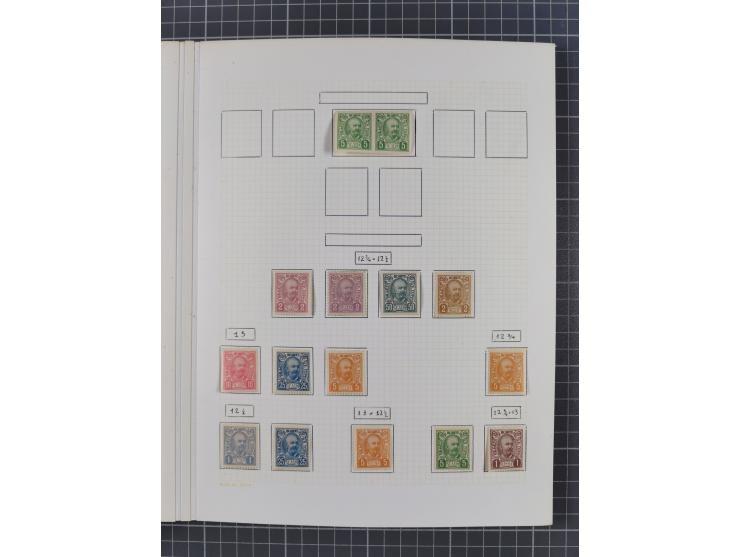 1874/1910, Sammlung auf selbstgestalteten Blättern mit sehr spezialisiertem Teil Erstausgaben 1-7 nach Auflagen und Zähnungen